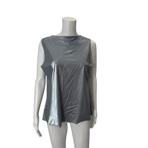M2057 By Maria Pinto Silver Metallic Cowl Back Sleeveless Top Size Large